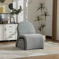 Fauteuil d'appoint moderne et durable sans accoudoirs avec rangement, en tissu chenille, pour salon, chambre à coucher, salle de lecture, gris