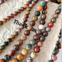Perles rondes en jaspe rouge naturel de 6 mm, 8 mm, 10 mm, également appelées jaspe Picasso multicolore Cherry Creek, pour la fabrication de bijoux DIY