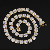 Ensemble de chaînes cubaines en or 10K/14K/18K |   Diamant de laboratoire taille princesse (largeur 3 mm) |   Bijoux Hip Hop certifiés IGI pour hommes