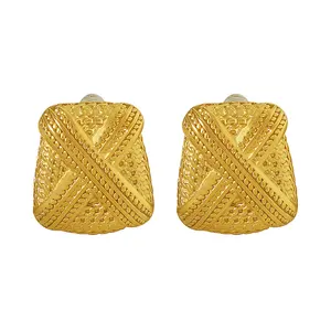 Factory Gold Plated High Quality Vintage Unique Geometric Chain Metal 18k Gold Stainless Steel Earrings