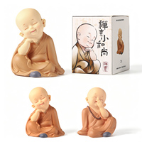 Figurine en vinyle Zen Petit Moine Assis, Statue de collection pour bureau, Figurines de moine assis mignonnes, Décoration pour la maison et le bureau, Cadeaux