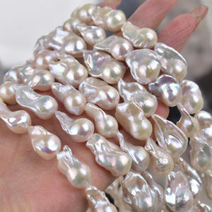 ไข่มุกน้ำจืดธรรมชาติ ยาว 40 ซม. สำหรับงาน DIY รูปทรงหางปลา ขนาดใหญ่ สีสันสดใส ประกายเงางาม รูปทรงไม่สม่ำเสมอ ไข่มุกแบบร้อยเส้น - Product Image 3