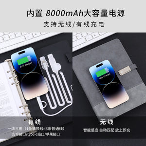 ชุดของขวัญสมุดโน้ตหนังแบบกำหนดเอง พร้อมพิมพ์โลโก้ สมุดโน้ตธุรกิจอเนกประสงค์สำหรับสำนักงาน กระดาษดาหลินแบบถอดได้ 80 แกรม - Product Image 4