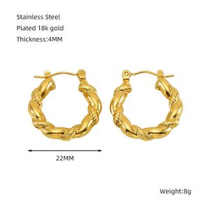 Pendientes Colgantes Geométricos <span class=keywords><strong>C</strong></span> de Acero Inoxidable Chapado en Oro de 18k, Estilo Francés, Joyerí<span class=keywords><strong>a</strong></span> de <span class=keywords><strong>Moda</strong></span>, Pendientes de Aro para Mujer - Product Image 1
