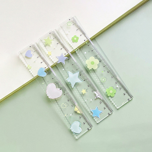 Regla Transparente de Plástico Resistente con Línea Ondulada y Patrón de Estrella Simple, Multifuncional, de Alta Calidad para Estudiantes, Venta al Por Mayor - Product Image 4
