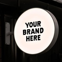 Enseigne publicitaire double face en acrylique et métal sur mesure pour extérieur, boîte lumineuse ronde à LED, enseigne de projection