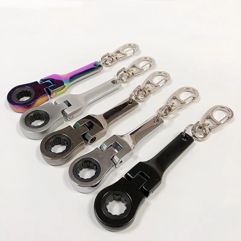 Mini 10mm Ratsche screwdriver Automotive keyrings 3/8 ratchet wrench set Mechanics keychain Ratcheting ratchet straps keychain