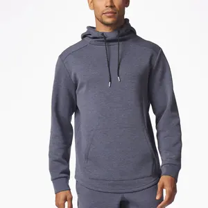 OEM người đàn ông của lông cừu lót cao cổ Thể Thao Hoodies với cong dưới HEM Polyester Rayon Spandex người đàn ông áo nỉ với tính di động