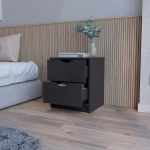 Wenge 2 <b>Drawer</b> Nightstand Modern Bedside Cabinet <b>Storage</b> Organizer <b>for</b> Bedroom Furniture - Product Image 2