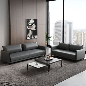 Ensemble <span class=keywords><strong>de</strong></span> <span class=keywords><strong>canapé</strong></span> <span class=keywords><strong>de</strong></span> <span class=keywords><strong>bureau</strong></span> et table basse en cuir moderne et simple pour la réception d'entreprise, <span class=keywords><strong>petit</strong></span> espace <span class=keywords><strong>de</strong></span> négociation - Product Image 2