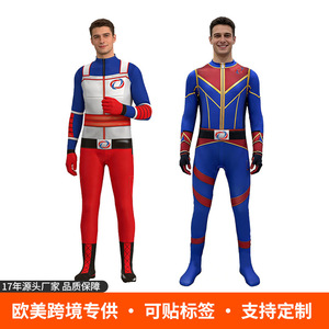 Captain Hero Cosplay Costume Adult Men Stage Performance Wear Blue Red <b>Gold</b> Full <b>Suit</b> With Logo Design - Product Image 4