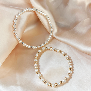 Pulsera de Perlas con Cuentas Chapada en Oro de 14k de Alta Calidad y Estilo Nuevo, Joyería Permanente de Moda para Mujer - Product Image 1