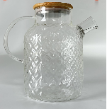 1L 1,5 L 1,8 L marmite à eau froide en verre transparent texturé avec poignée dorée