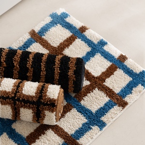 Moderne Plaid Stripe Mikro faser Fuß matte Anti-Rutsch-Rücken Fluffy Tufted Super Absorbent Badezimmer matte Durable Party <span class=keywords><strong>Home</strong></span> <span class=keywords><strong>Decor</strong></span> <span class=keywords><strong>Mat</strong></span> - Product Image 1