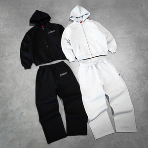Ensembles de survêtements amples et de sweats à capuche de haute qualité en gros – Survêtements personnalisés gris pour hommes, unis et vierges, pour le fitness et le sport - Product Image 6