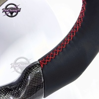 Setir Kemudi Serat Karbon Hitam Gloss LED Custom dengan Grip, Kulit Halus Hitam untuk Mazda 6 2006