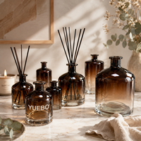 Bouteille diffuseur de parfum en verre dégradé marron de 200 ml, 500 ml, 2000 ml, vide, ronde, de luxe, avec bâtonnets – Vente en gros