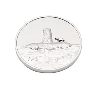 Custom made engraved 3D World coin silver with dubai city building design