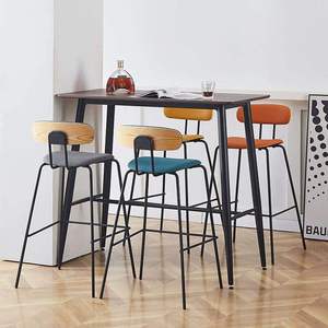 Modern Minimalist Bar <b>Stool</b> with Floating Round Backrest and Slim Black Legs for Modern Cafe and Home Bar - Product Image 6