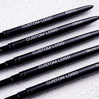 Ensemble de pinceaux professionnels pour nail art noir de haute qualité, personnalisés, ultra fins, pour liner, 5 pièces, 7/9/11/15/20 mm