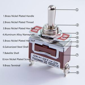 TOOWEI Switch Toggle SPDT (ON)-OFF-(ON) Interruptor de palanca momentáneo de 3 pines - Product Image 6