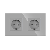 Doubles prises murales standard de l'UE Prise européenne 16A 110V-240V Blanc Noir Gloden Panneau de verre cristal Interrupteur mural Prises de courant