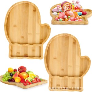 Bandeja de bambú con forma de guante para servir frutas, aperitivos y decoración navideña para fiestas. - Product Image 5