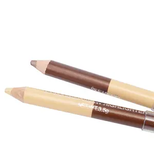 Good Quality Private Label Wooden Water Proof Face Highlighter And Lying Silkworm Pen 2 in 1