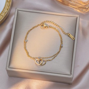 FY Fashion Schmuck Armbänder für Damen und Mädchen Minimalistisches Mehrreihiges Kettenarmband aus Edelstahl mit Geburtsstein-Anhänger Kleeblatt Herz - Product Image 4