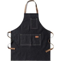 Tablier de coiffure en denim Barber, imperméable, résistant au blanchiment, taille plus, professionnel, veste de coiffeur avec poches, homme femme noir