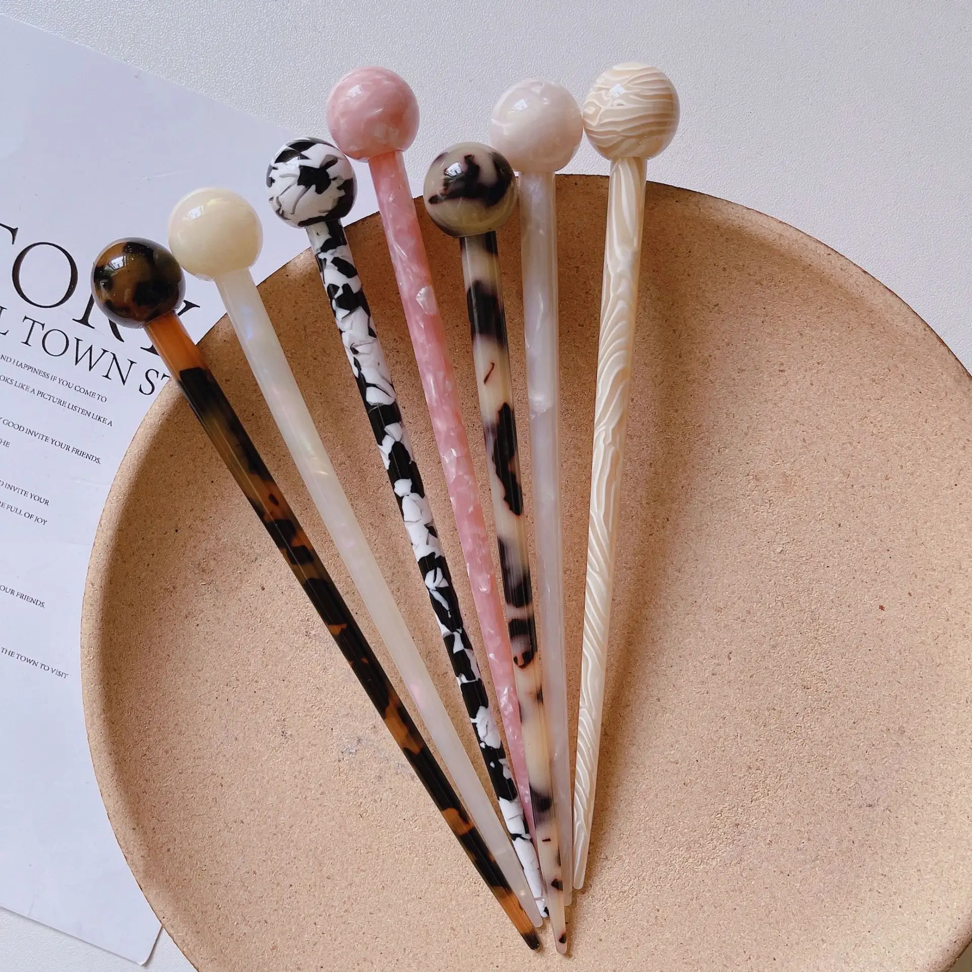 Acetate Thick Luxury Hair Stick Wand Chinese Traditional Hairpins Acid Korean Chopsticks Girls