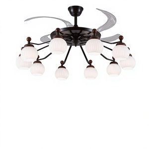Lámpara <span class=keywords><strong>de</strong></span> <span class=keywords><strong>Techo</strong></span> con Ventilador Integrado, Control Remoto, Lámpara Principal para Sala <span class=keywords><strong>de</strong></span> Estar, Estilo Antiguo, Silenciosa, Conversión <span class=keywords><strong>de</strong></span> Frecuencia Eléctrica - Product Image 1