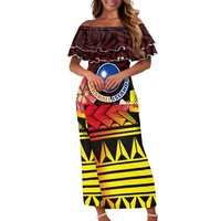 Robes décontractées à manches courtes pour femmes en gros, robe sexy de style Marshallais à sublimation, ensemble deux pièces personnalisé, Puletasi à volants pas cher