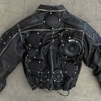 DiZNEW OEM Veste en Cuir pour Hommes, Surdimensionnée et Personnalisée, Style Streetwear, Zippée