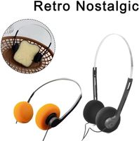 Casque Stéréo Filaire Rétro Noir Circum-Auriculaire Léger avec Cordon, Casque Audio Hi-Fi Vintage