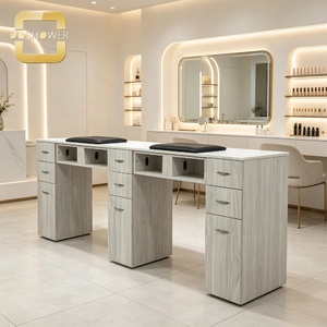Mesa de Manicura Minimalista de Estilo Madera con Doble Aspiración y Cajones de Almacenamiento Separados para Salones de Belleza y Estética - Product Image 4