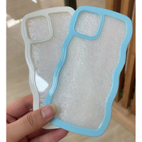 Nouvelle Coque de Téléphone Tendance en TPU Souple et Acrylique Transparente Antichoc avec Cadre Ondulé Couleurs Bonbon pour iPhone 17 16 15 14 13 Pro Max
