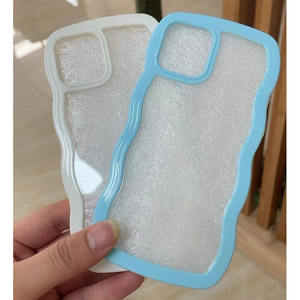 Nouvelle <span class=keywords><strong>Coque</strong></span> de Téléphone Tendance en TPU Souple et Acrylique Transparente Antichoc avec Cadre Ondulé Couleurs Bonbon pour iPhone 17 16 15 14 13 Pro Max - Product Image 2