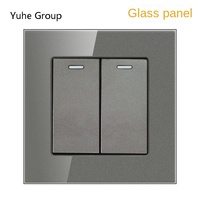 Interrupteur mural universel domestique durable IP20 250V à écran tactile 10A en verre, installation facile, interrupteur d'éclairage 1 entrée 1 sortie et 2 voies
