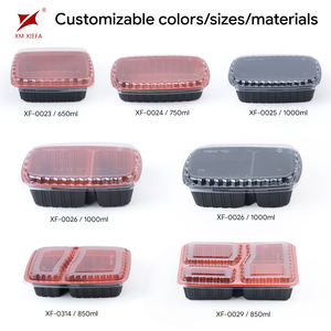 Boîte à bento personnalisée <span class=keywords><strong>rouge</strong></span> et noire, jetable, compatible micro-ondes, sans BPA, pour sandwichs, pizzas, salades, pains, vente en gros - Product Image 5