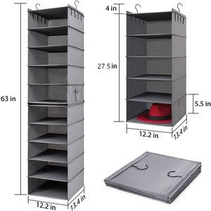 10-Shelf Fabric Hat Hanging Organizer for Sun Hat Panama 2 Separate 5-Shelf Collapsible Hanging Closet Hat Organizer - Product Image 2