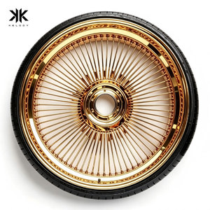 Cerchi in Filo Dorato Premium 24-26 Pollici con Coprimozzo Flottante per <span class=keywords><strong>Auto</strong></span> Classiche Lowrider - Product Image 1