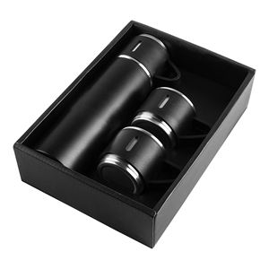 Set de Regalo Promocional Ecológico con Termo de 500 ml y Tres Tazas en Caja de Cartón Negra con Logotipo Personalizado GS005, Termo Urbano en Existencia - Product Image 2