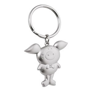 Portachiavi in Metallo Personalizzato con Design Maialino Maschio, Finitura Satinata alla Moda, Regalo o Moschettone Realizzato in Ottone o Acciaio Inossidabile - Product Image 1