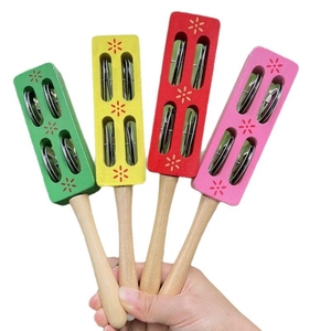 Cymbale cloche rythmique en bois imprimée motif floral pour l'enseignement musical en maternelle (vente en gros) - Product Image 1