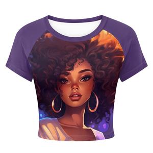 Impression à la demande à manches courtes Slim Fitted Crop Top Teen African Girls Imprimer Summer Leak Nombril T-Shirt Drop Ship Clothes Tee <span class=keywords><strong>Pas</strong></span> <span class=keywords><strong>cher</strong></span> - Product Image 4