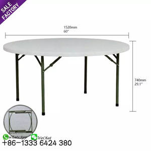 Mesa Plegable Redonda de Plástico Blanca, Económica, al por Mayor, para Bodas, Banquetes, Fiestas y Eventos al Aire Libre - Product Image 1