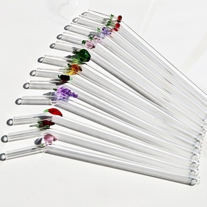 Personnalisé Écologique 8mm Transparent Anti-Rides Haute Pailles En Verre Borosilicate 200mm Isolé Fruit Charme Accessoires Réutilisables - Product Image 3