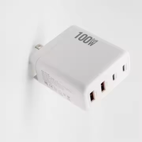 Pengisi Daya GaN Elektrik Laris Manis 100W PD QC3.0 USB Charger 2A+2C 4 Port Pengisian Cepat Pin Lipat Dapat Diganti Ponsel