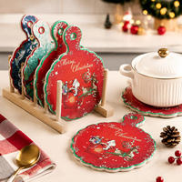 Vente en gros de dessous-de-plat en céramique personnalisés pour Noël, écologiques, antidérapants, résistants à la chaleur, pour la cuisine, protection de la table